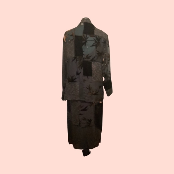 VINTAGE CHICO’S DESIGN SHEER PATCHWORK VELVET/BRONZE SET - Picture 5 of 9